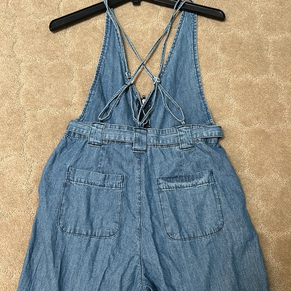 Litz Premium Cotton Chambray Palazzo Wide Leg Jumpsuit Sz S - Picture 4 of 8